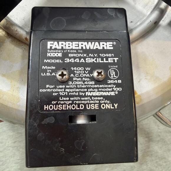 VTG Farberware 12" Electric Stainless Steel Skillet 344A with Power Cord *Tested - Picture 4 of 4